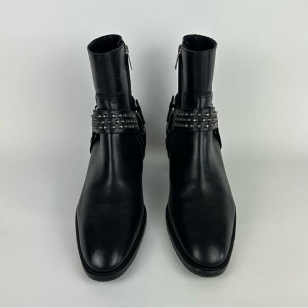 Saint Laurent Studded Black Leather Wyatt Boot Size 39 - Picture 3 of 13